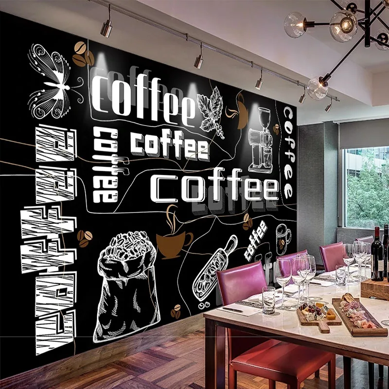 

Custom 3D Personalized Blackboard English Cafe Tooling Background Wall Wallper For Bedroom Walls Papel De Parede Home Décor