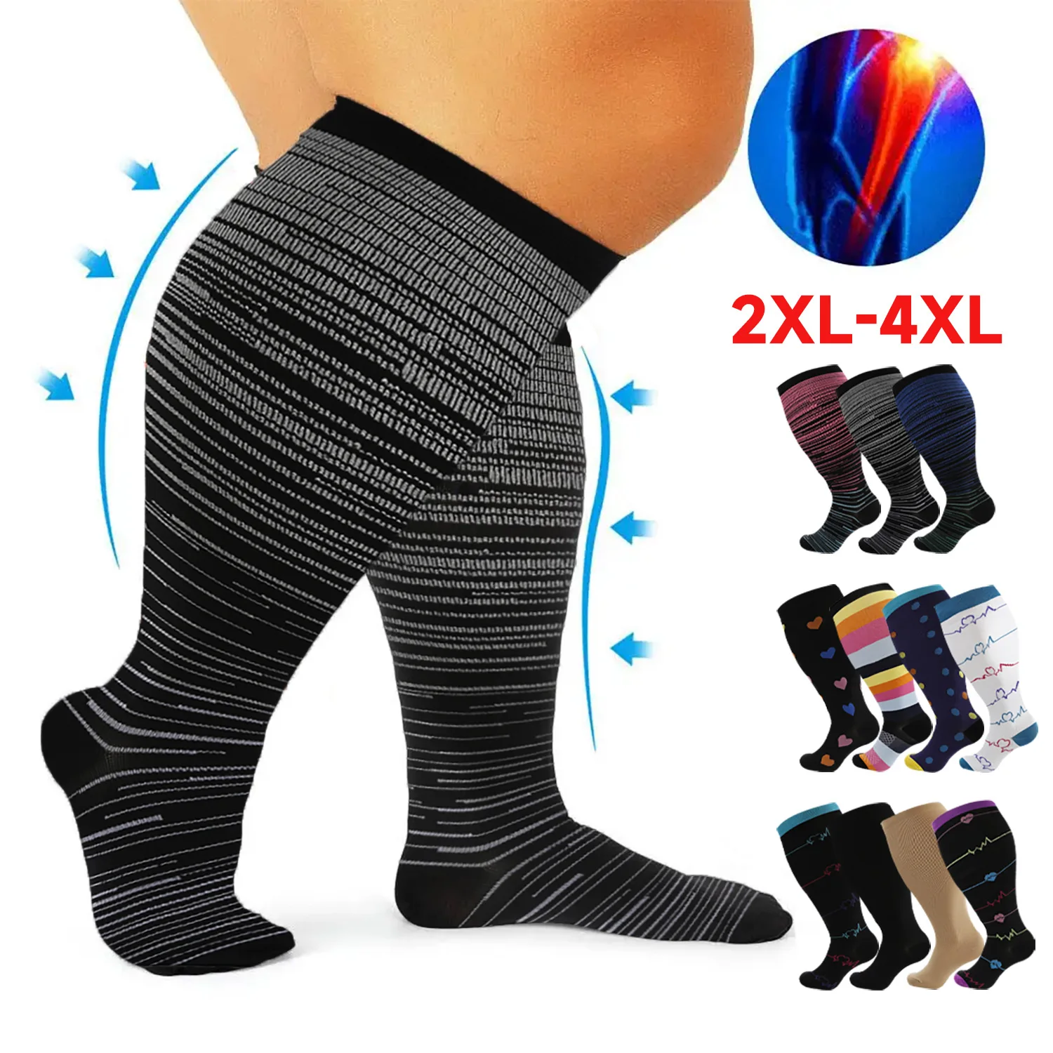 

Fat Plus Size Pressure Socks High Elasticity Fat Socks Fitness Compression Obese Socks