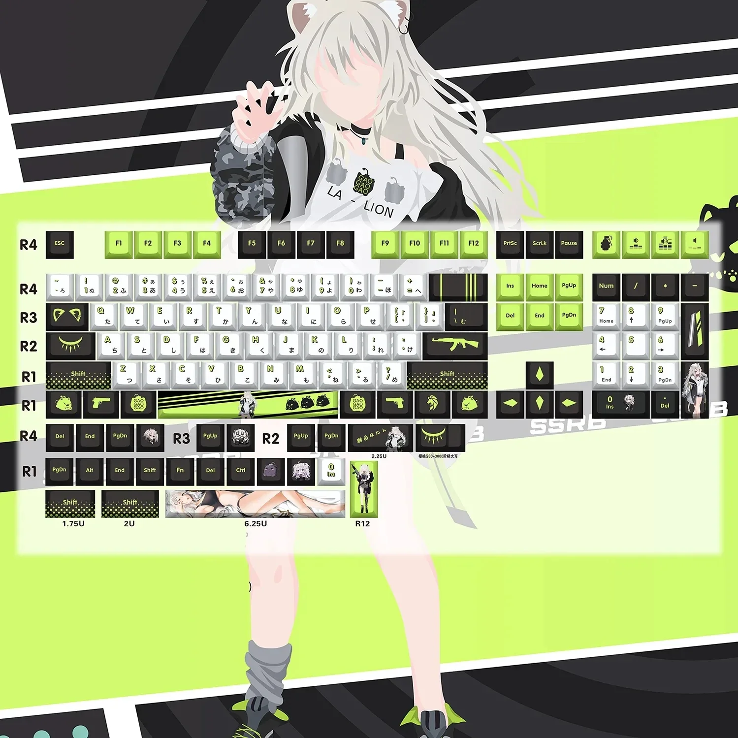 Shishiro Botan Key Cap Hololive Vtuber Key Cover PBT DYE Sublimation Cherry MX Cross Axis Switch Keycap Mechanical Keyboard