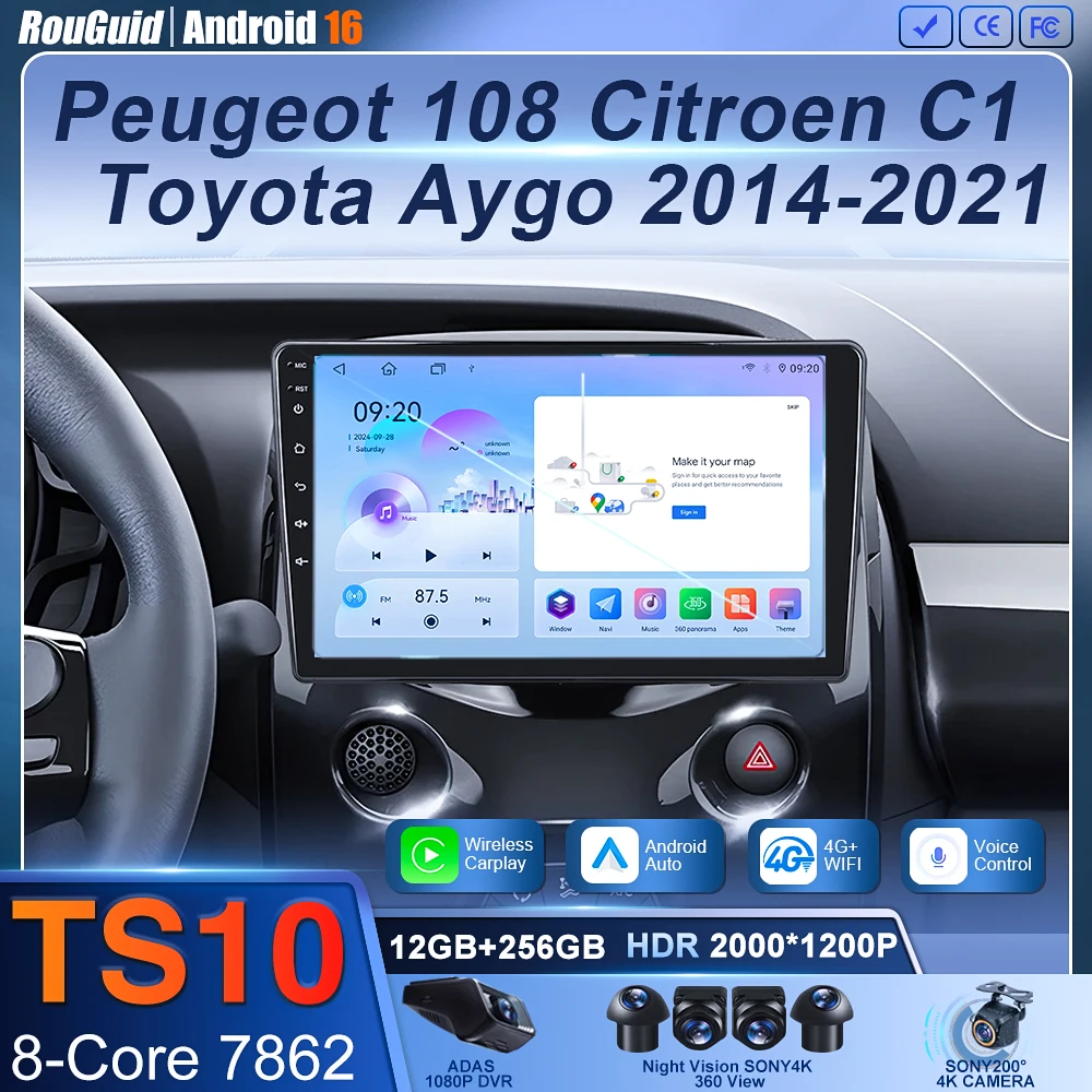 

8Core 2Din Car Stereo For Toyota Aygo 2015/Citroen C1 2020/Peugeot 108 Multimedia Player Navigation WIFI 4G Carplay DSP