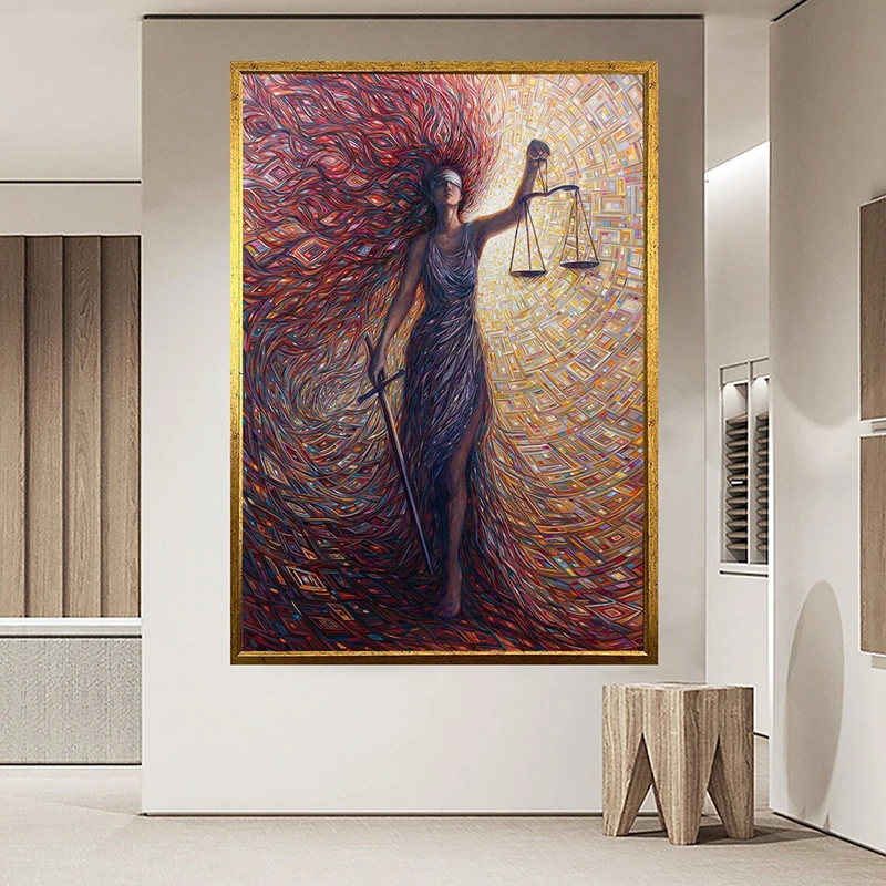Frau Statue der Gerechtigkeit Leinwand Malerei Abstrakte Poster und Drucke Leinwand Wand Kunst Bilder Für Wohnzimmer Wohnkultur