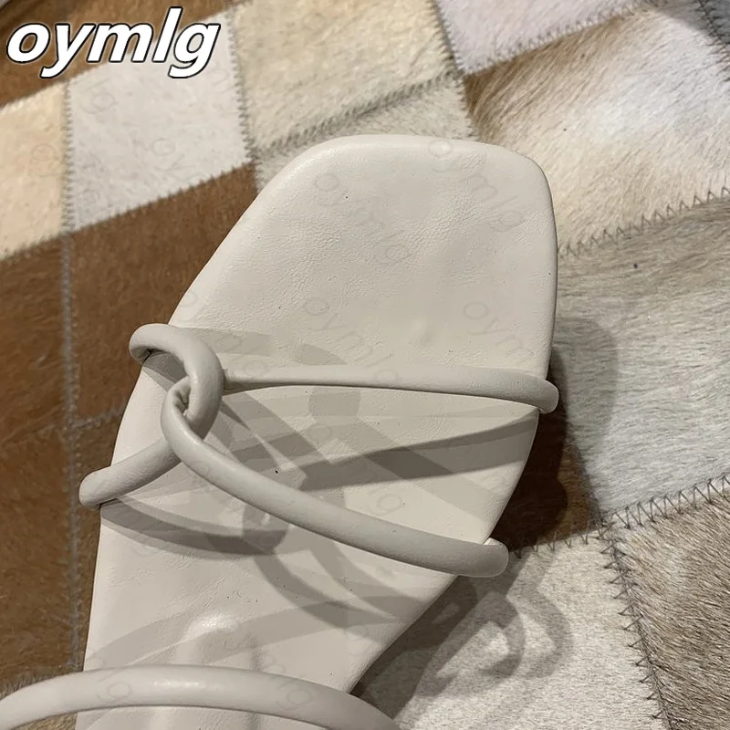 2021 Slippers women summer Korean version new square-toe flat-heel candy color fashion outer wear sandals slippers