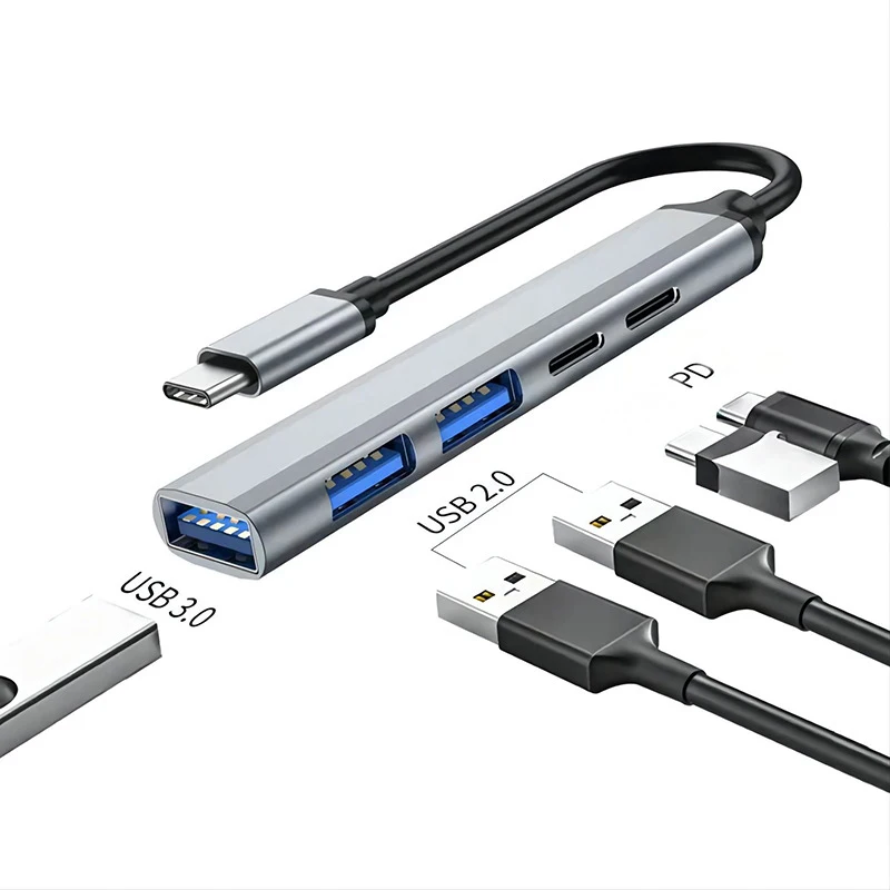 Type C HUB 5 Port USB Converter USB 3.0 USB 2.0 PD Charging Adapter Data Cable Splitter Power Supply Dock USB Disk Read Dongle