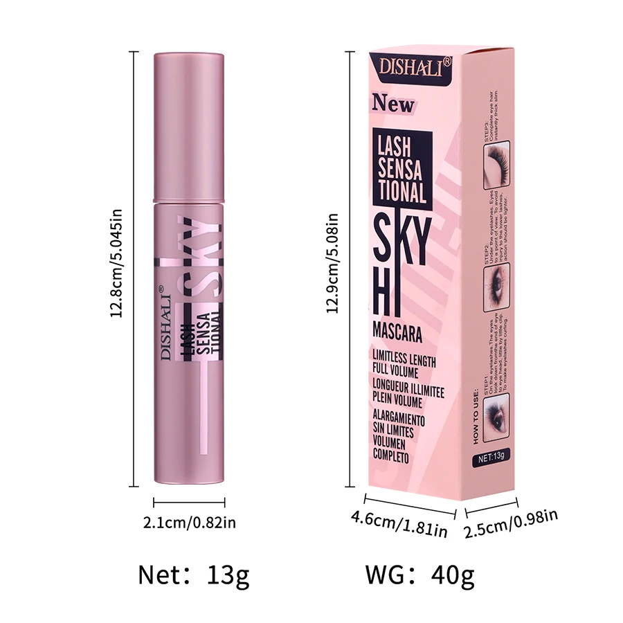 DISHALI New Natural Black Volume Eyelashes Mascara Szybkoschnący Długotrwały Gruby Curling Wydłużający Wodoodporny Tusz do Makijażu