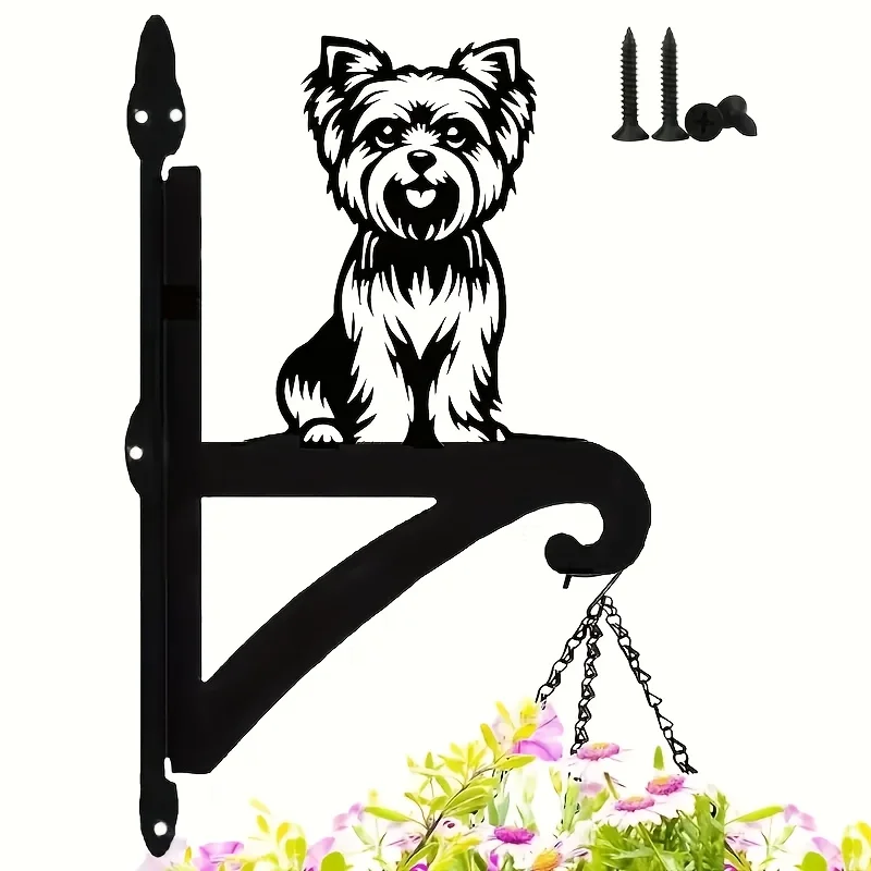 1 Piece 2D European Country-Style Heavy-Duty Iron Art Pet Dog Silhouette Wall-Mounted Plant Hanger - Modern Outdoor Decoration, Suitable for Flower Pots, Lanterns, Bird Feeders, Easy to Install, Dog Decoration