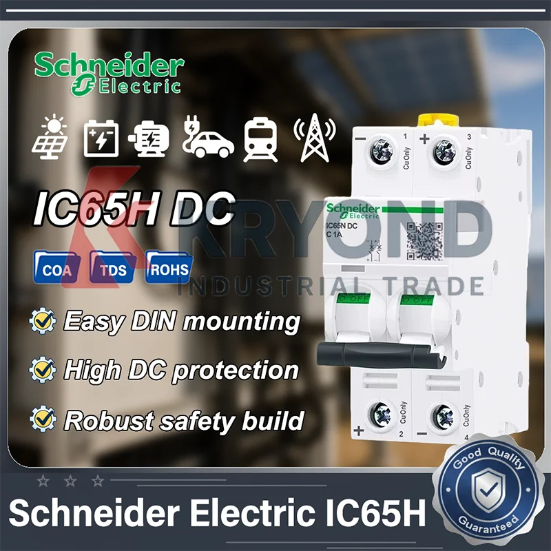 

Schneider IC65H DC Circuit Breaker 1P 2P 10A 16A for Solar PV Battery Storage DC125V DC250V Protection Overcurrent Safety