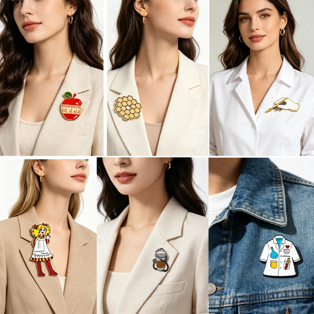 Hot Sale Lab Life Medical Pin Lab Coat Stethoscope Coffee Enamel Brooch Funny Science Gift For Nurse Doctor Lab Student Teacher