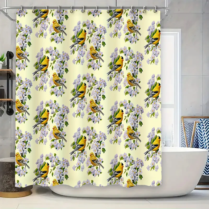 

Floral Shower Curtain Botanical Nature Leaf Pattern Bathroom Decor Farmhouse Rustic Vintage Washable Fabric Backdrop
