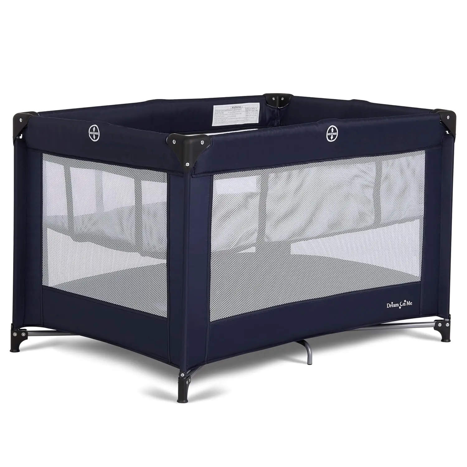 

Portable Playard with Bassinet - 360° Mesh Visibility, Quick Folding Travel Design, Lightweight Navy