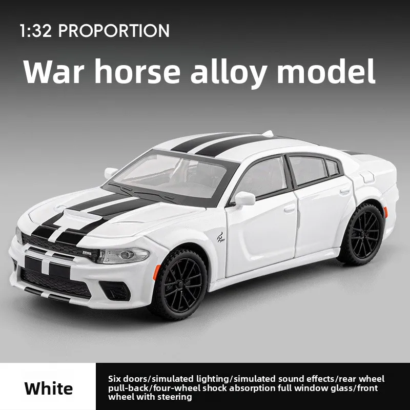 Simulation 1/32 Scale Dodge Charger Alloy Car Model with Sound Light Children Boy Diecast Toy Vehicle Birthday Gift Miniature