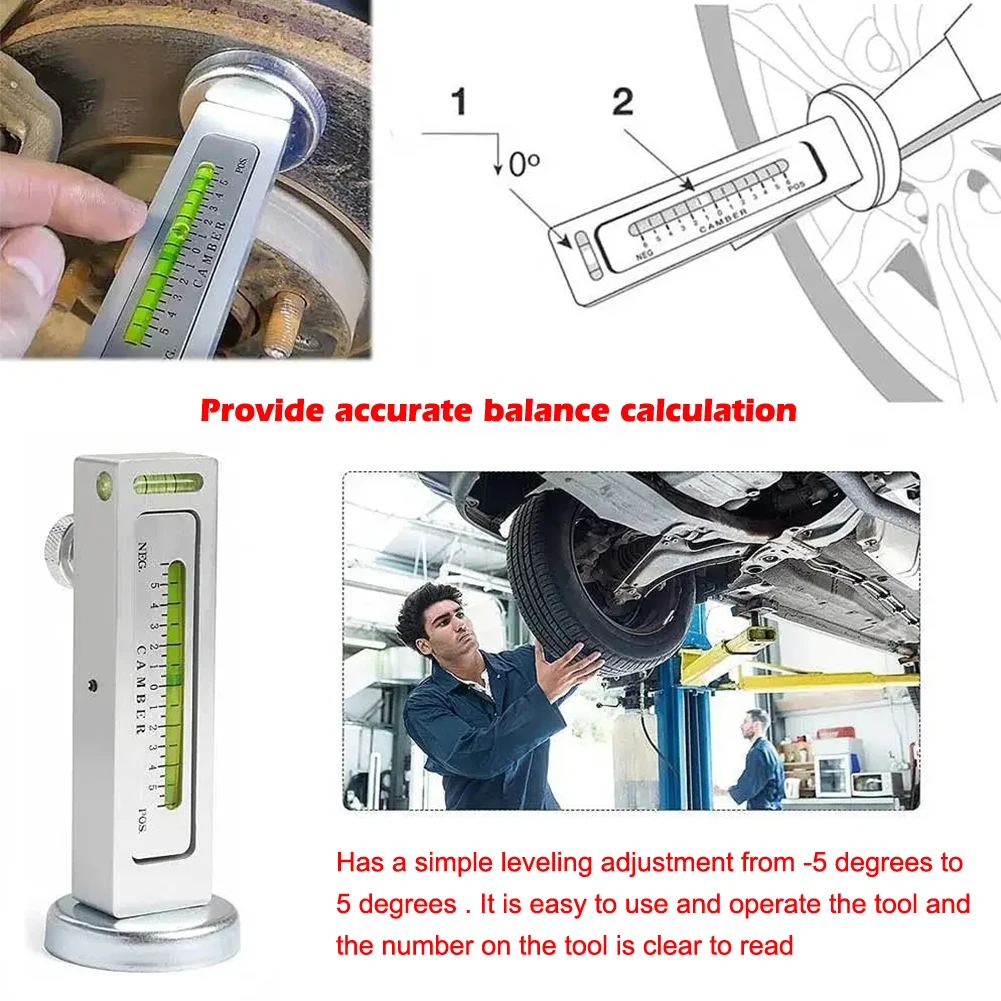 Adjustable Magnetic Gauge Tool Camber Castor Strut Four Wheel Alignment Tool Four Wheel Locator for Car Truck RV Tire Repair