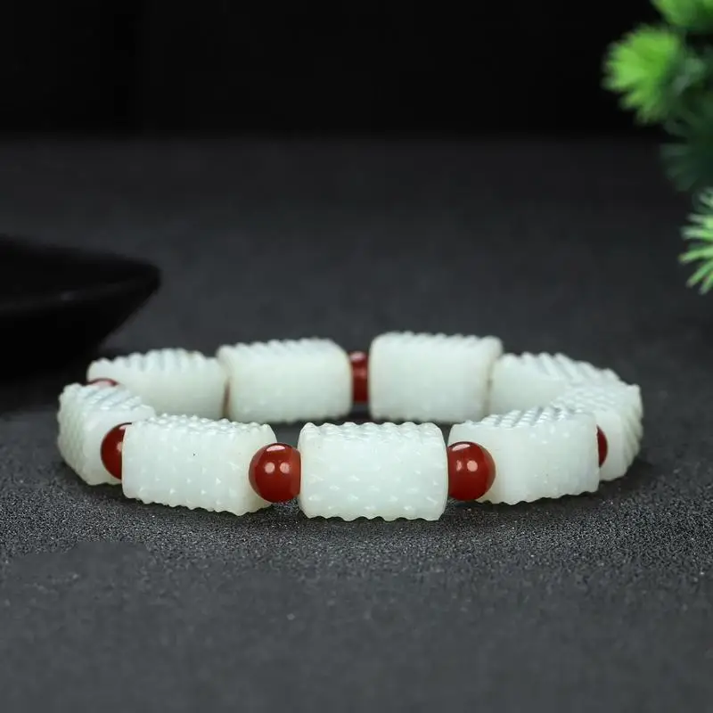 Premium Hetian White Jade Single-Strand Bracelet Men Women, Elegant And Versatile