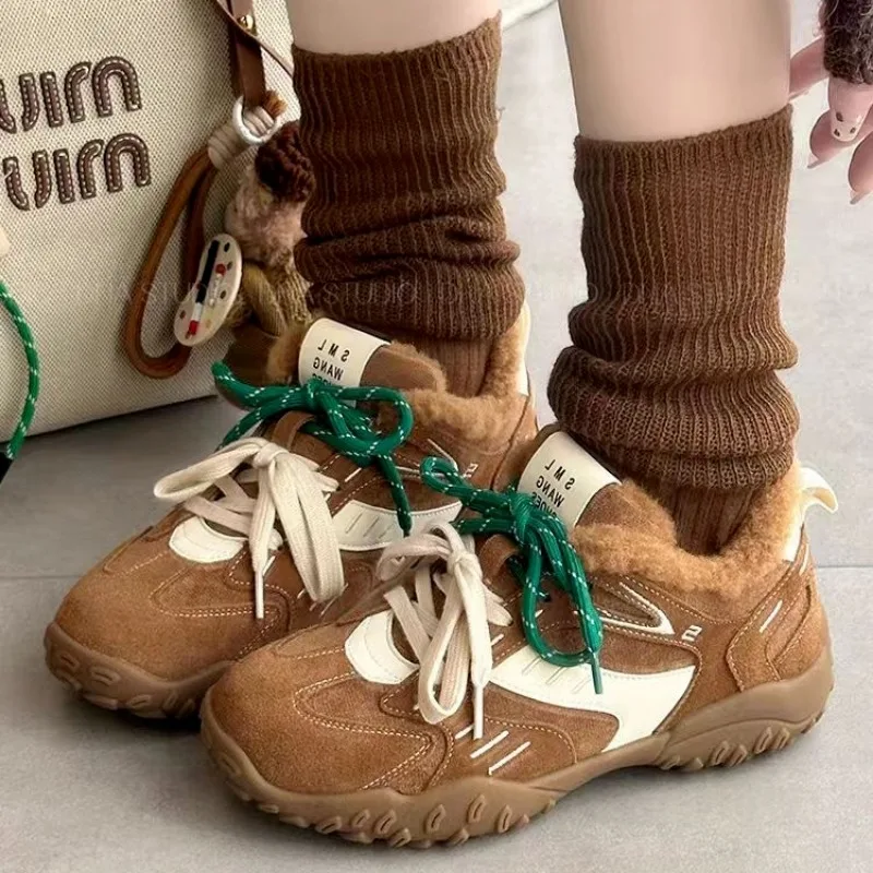 مصمم العلامة التجارية Zapatillas De Mujer اللون مطابقة أحذية الشتاء المرأة الجديدة زيادة في الهواء الطلق عدم الانزلاق أحذية رياضية غير رسمية #4