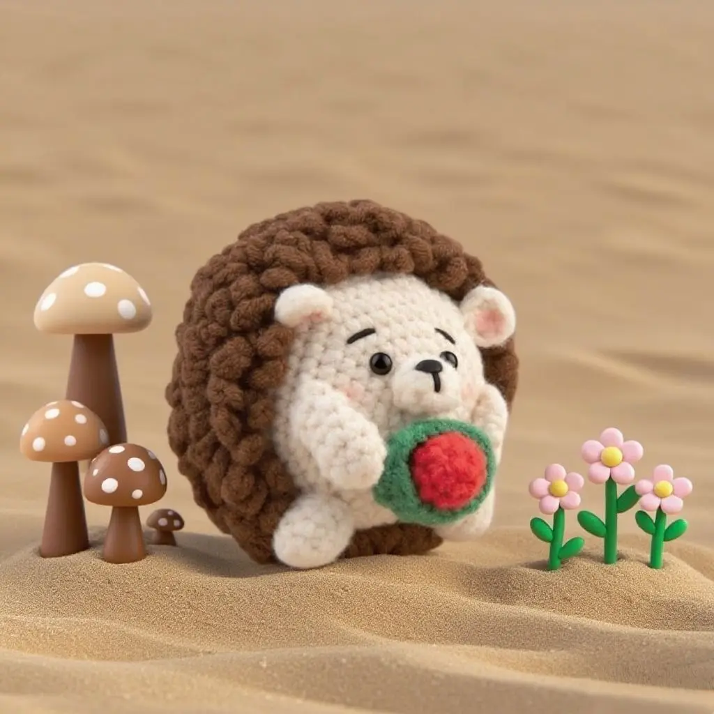 

High Quality Crochet Animal Kit Beginners DIY Weaving Cartoon Hedgehog Plush Doll Exquisite Hand Knitting Pendant Keychain Set
