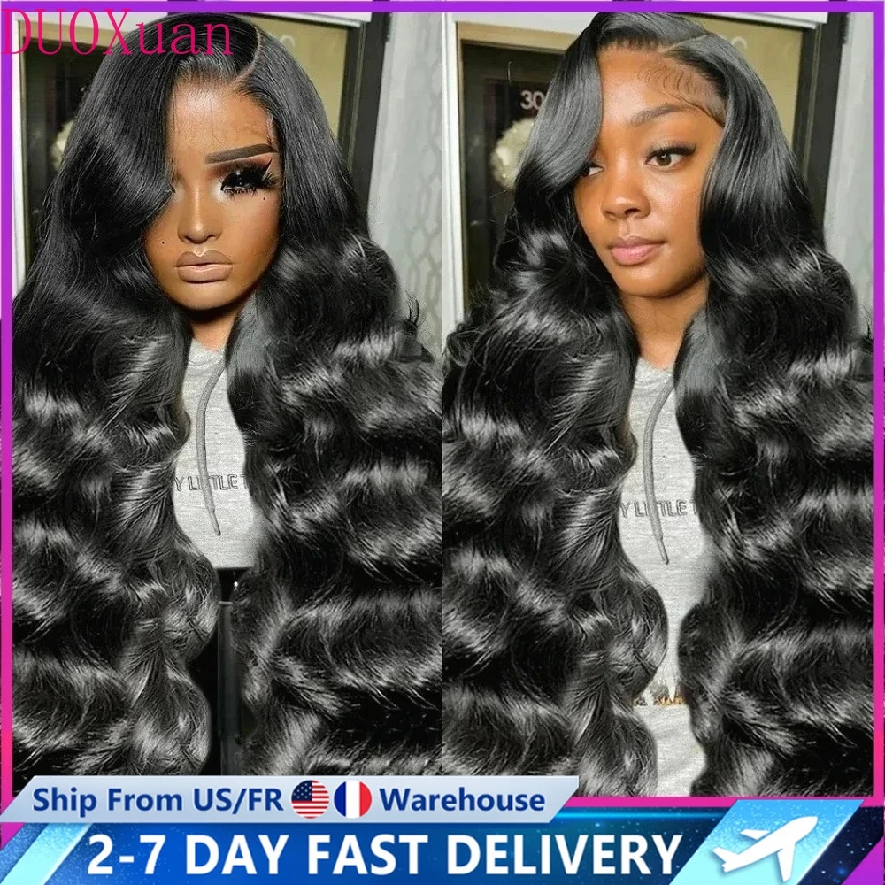 

DUOXuan Body Wave Human Hair Wigs Brazilian Loose Wig 13x6 HD Lace Frontal Natural Color Wear and Go, High Density[US Warehouse]