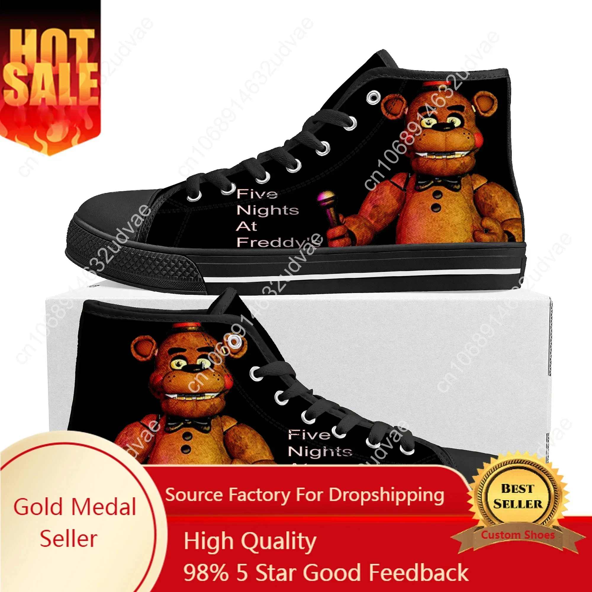 

Fnaf F-Freddy Anime At Game N-Nights Cartoon F-Five High Top Sneakers Men Women Teenager Canvas Sneaker Couple Shoes Custom Shoe