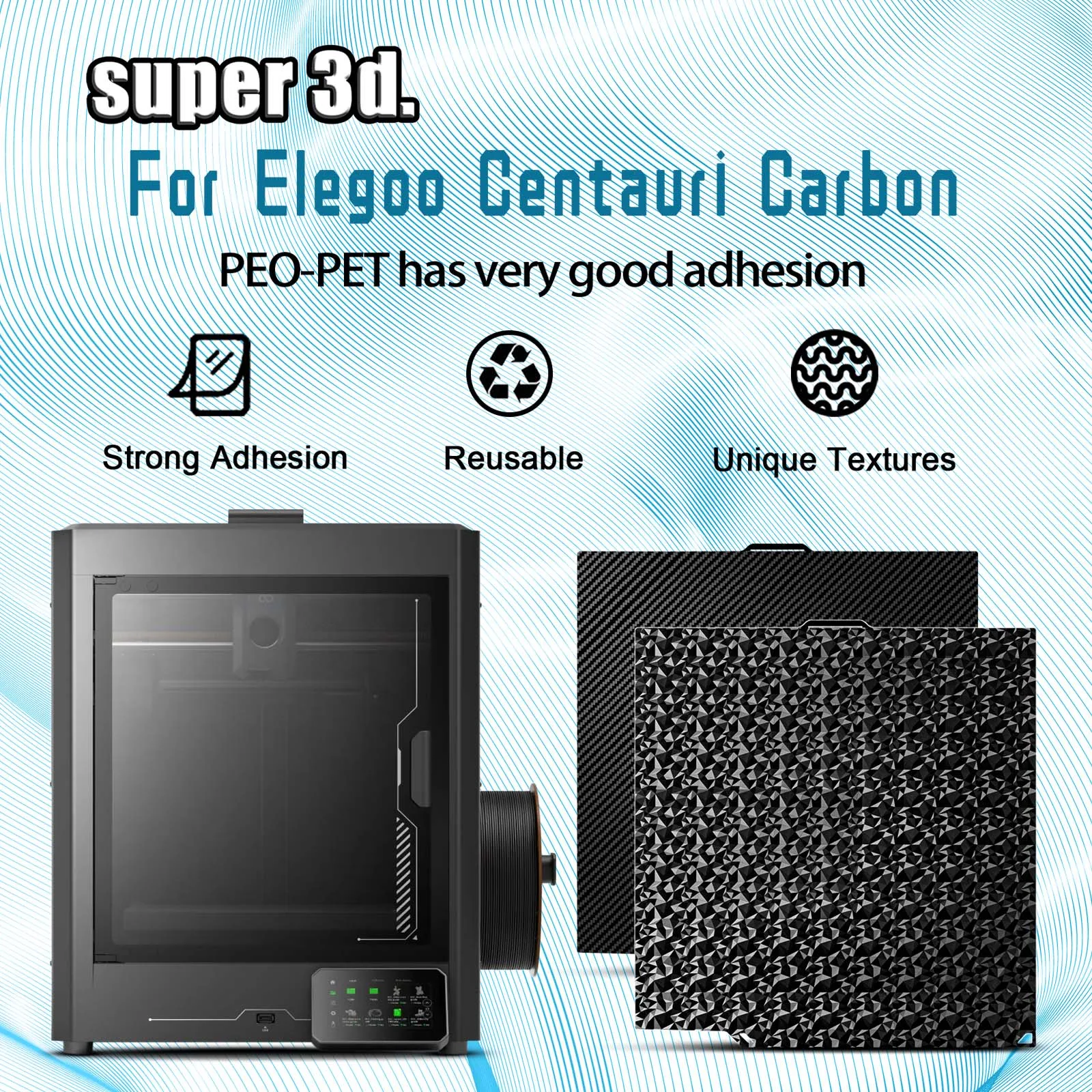 

260x271 сборная пластина для Elegoo Centauri Carbon Plate Smooth PEO Sheet PEI PET для карбонового 3D-принтера Centauri с подогревом, сборная пластина