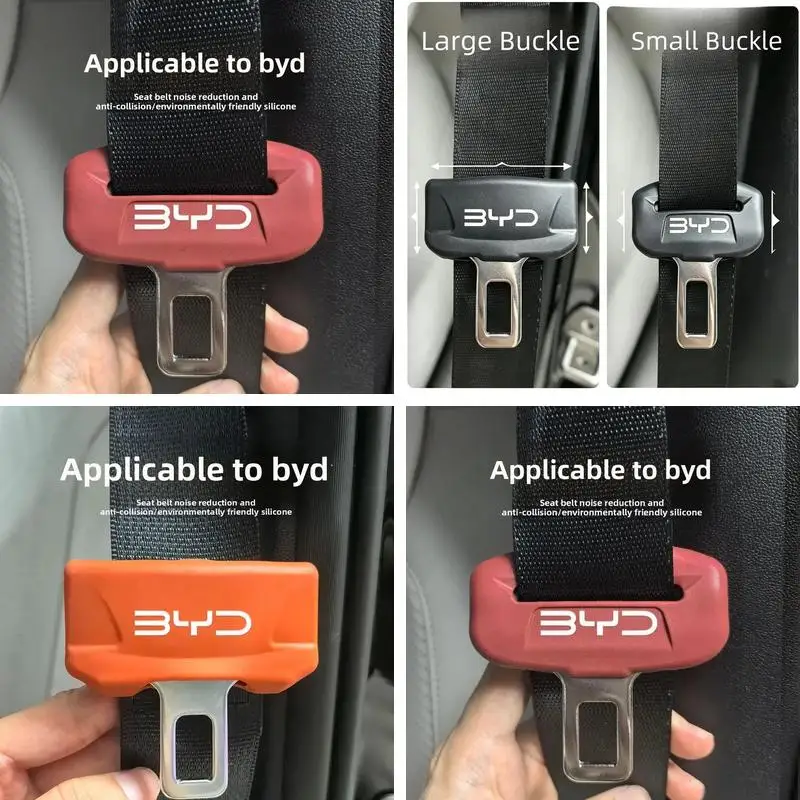 BYD Logo Silicone Seat Belt Buckle Sleeve For Atto 3 Seal Dolphin Han Tang Song Yuan Anti‑Wear Noise Reduction Car Interior Trim