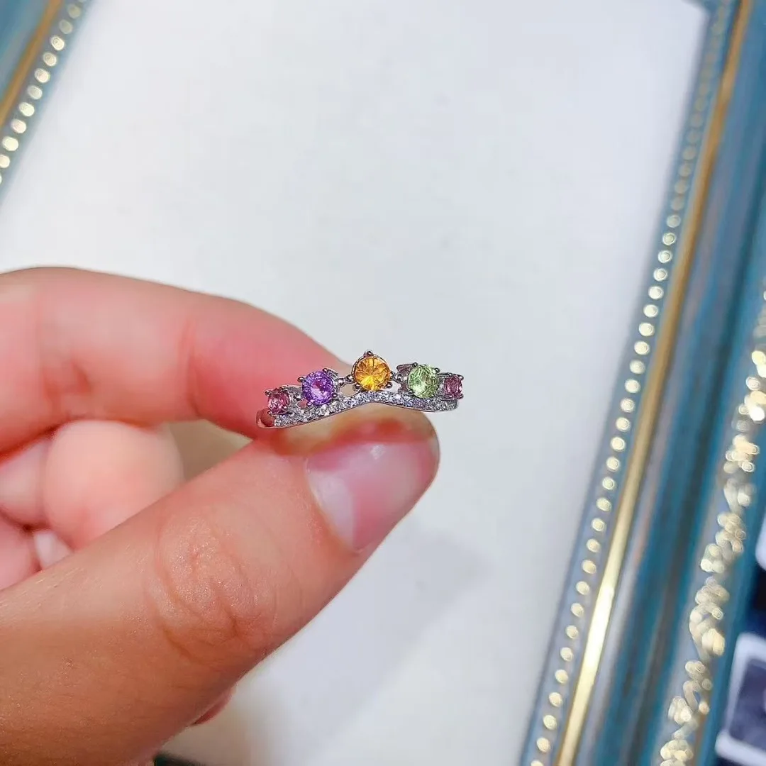 

KJJEAXCMY High End Women's Ring Natural Sapphire S925 Silver with Electroplating Boasting High Clarity Full Brilliance Gift