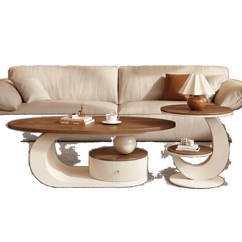 

French, Vintage, Coffee Table, Living Room, Home, Walnut Color, Oval