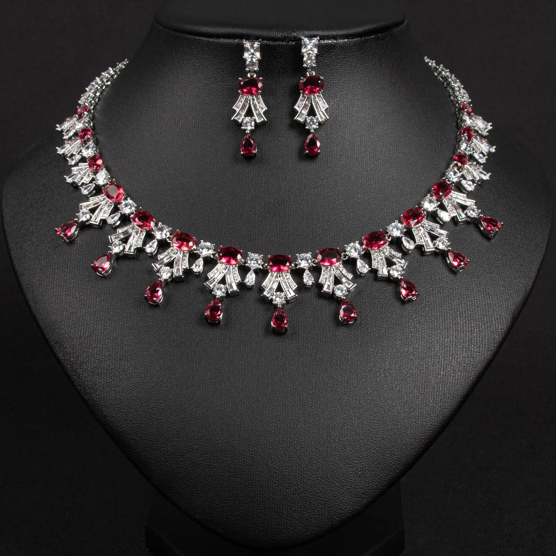 New Drops Classic Hundred Women's Jewellery Zirconia Set Necklace Earrings Prom Dress Summer Party Wedding Gift Dinner M-367