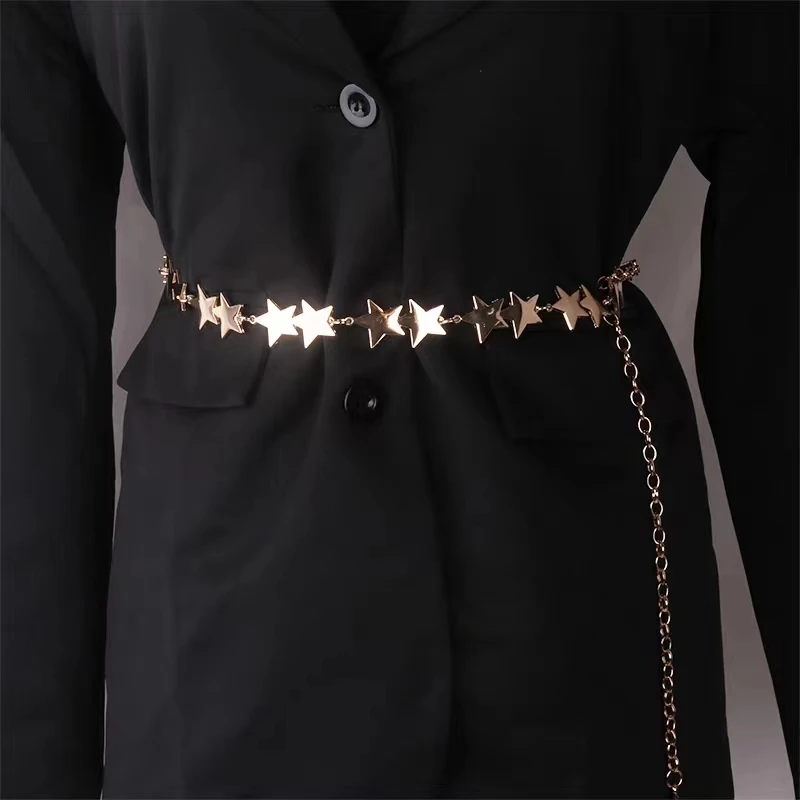 

Women's Waist Chain Alloy Five-pointed Star Chain Belt Fashion Trend Decoration with Shorts Skirt Designer Waist Chain