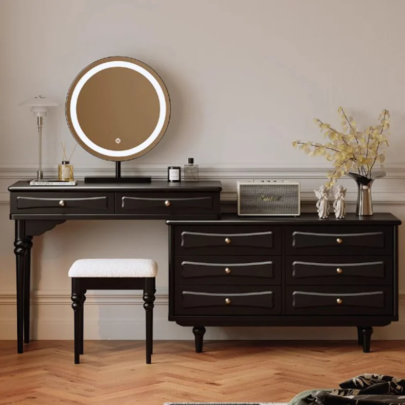 Natural Girls Storage Dresser Sets Mirror Bedroom Stool Drawer Make Up Bedroom Dressers Modern Penteadeira Home Furniture