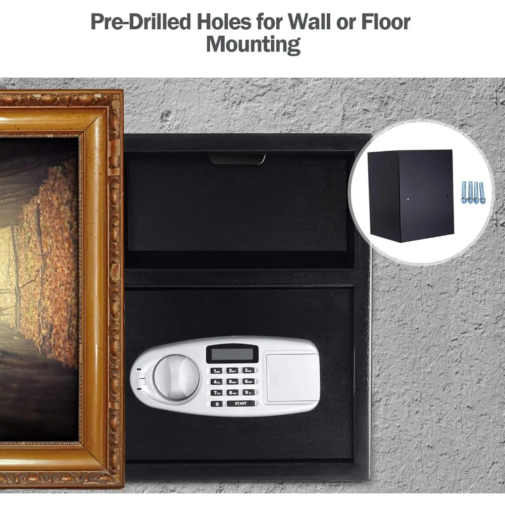 آمن رقمي مع مفاتيح طوارئ وفتحة إيداع، صندوق خزنة إلكتروني لمسدس مستندات مجوهرات النقود النقدية، فتحة قطرة Saf