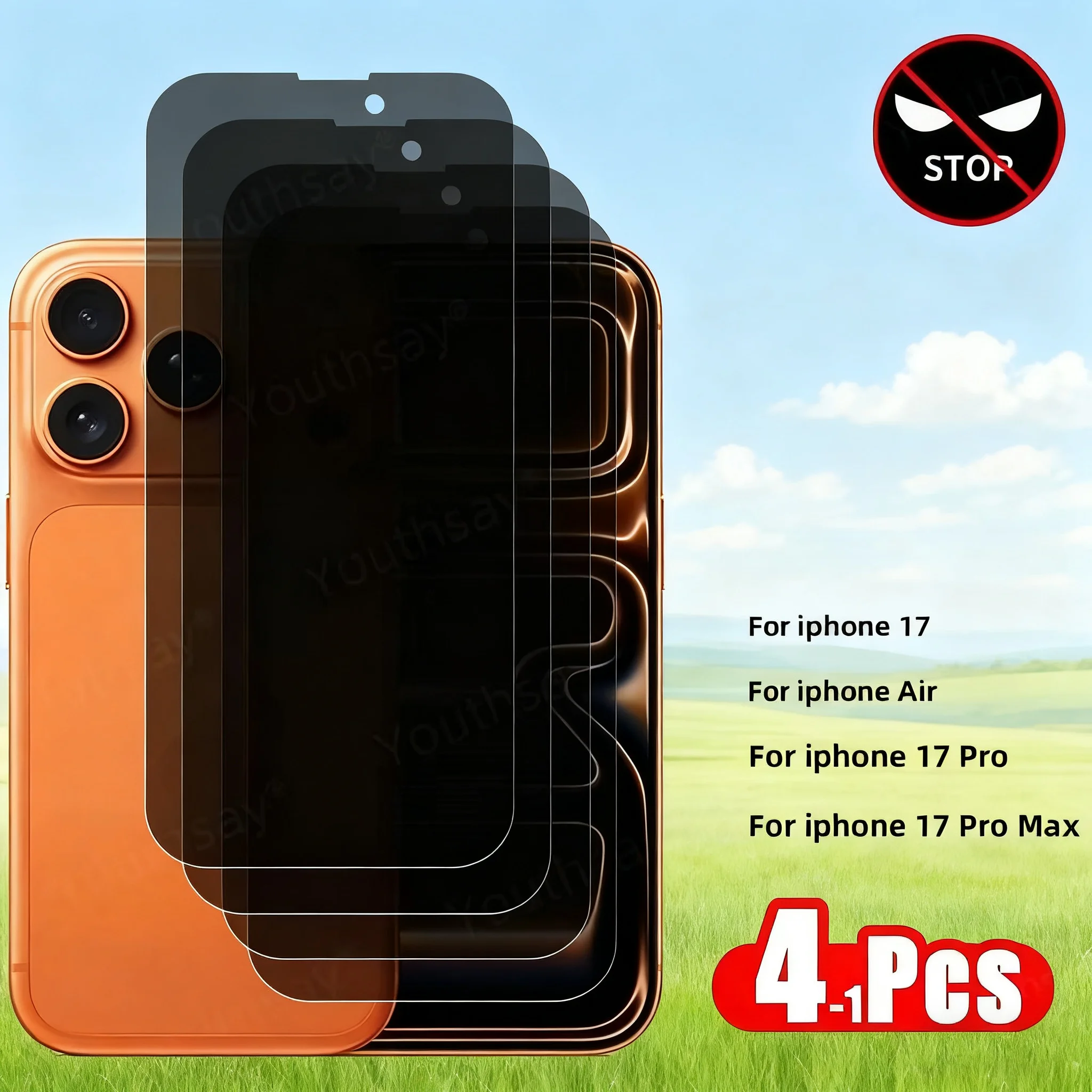 Privacy Screen Protector For iphone 17 Pro Max Tempered Glass Anti-spy iphone Air 17 Pro Max Protective Phone Anti Peeping Film