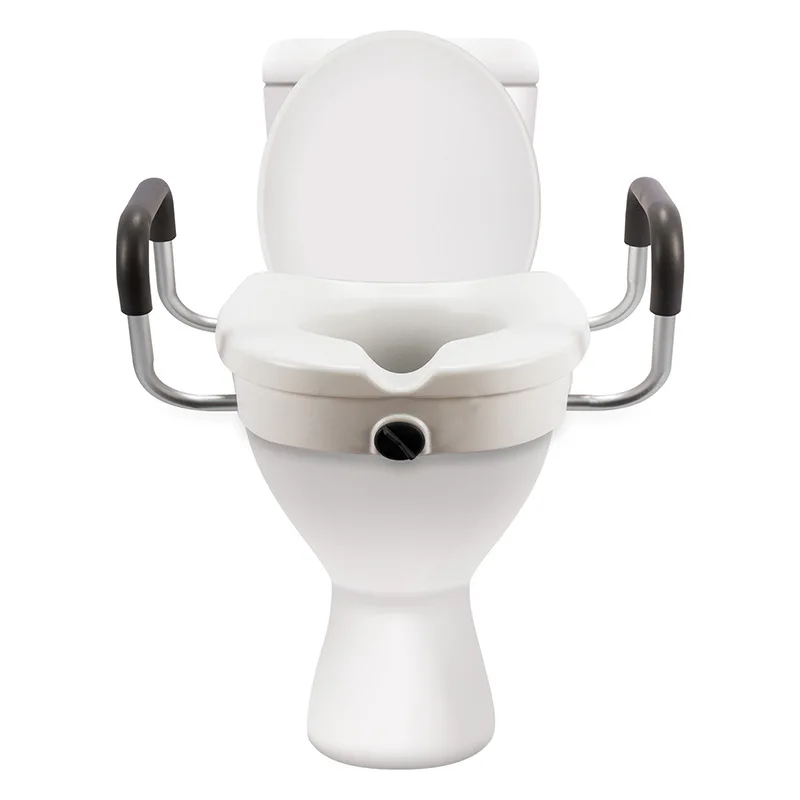 Adjustable Height Raised Toilet Seat with Safety Handrails, Mobility Aid Bathroom Safety Equipment for Rehabilitation Care