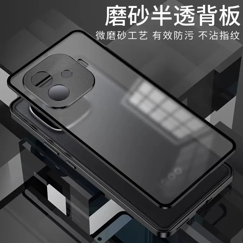 Matte Transparent Acrylic Back Cover Shell Bumper Coque For VIVO Y200 GT IQOO Z9 Z9X Z9 Turbo Aluminium Alloy Metal Frame Case
