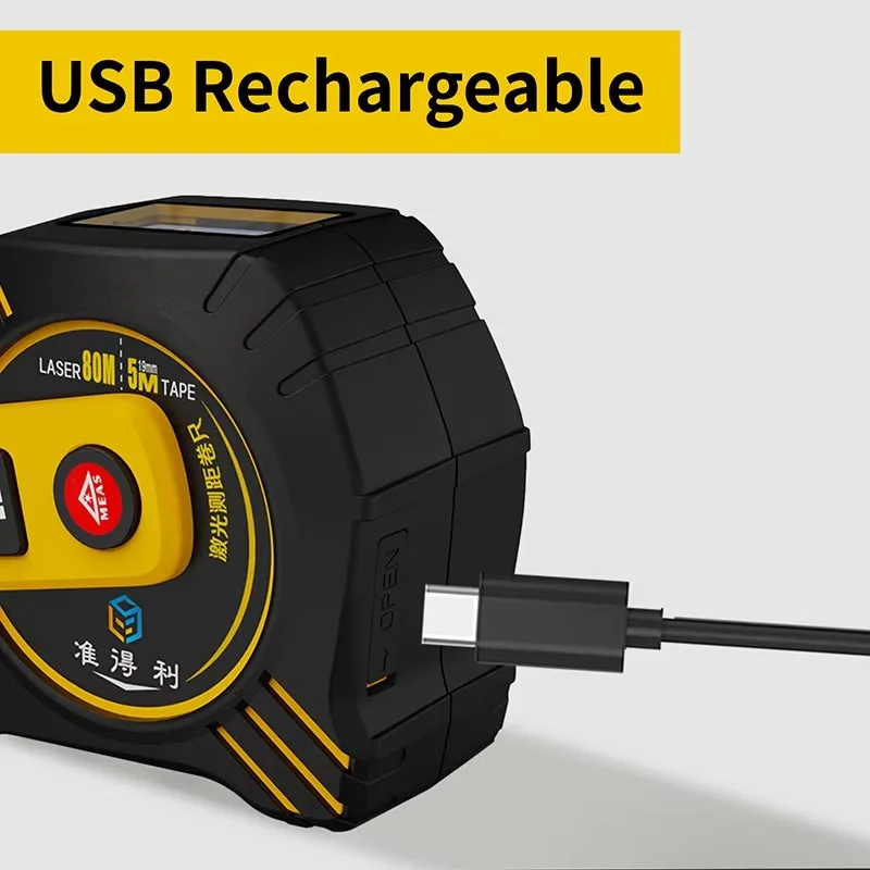 2-in-1 Digital   Measuring Tape,Rechargeable,LCD,Units Switchable,for Building & Design   Rangefinder   Tape Measure