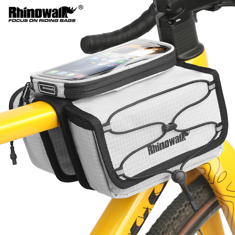 

Rhinowalk Велосипедная сумка с сенсорным экраном и верхней трубкой, магнитная брызгозащищенная рамка, сумка для городского велоспорта, 7-дюймовый чехол для телефона, аксессуары для шоссейного велосипеда MTB