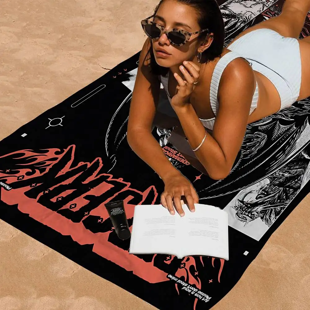 Berserk Anime Beach Towel Colorful Bath Towels for Girl Microfiber Quick Dry Custom Sand Free Beach Yoga Spa Gym Pool