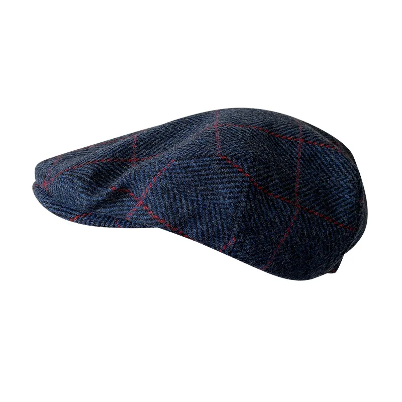 Blue New Plaid Wool Berets  Autumn Winter British Style Newsboy Beret Hat Retro England Hats Male Hats Peaked Painter Cap 29