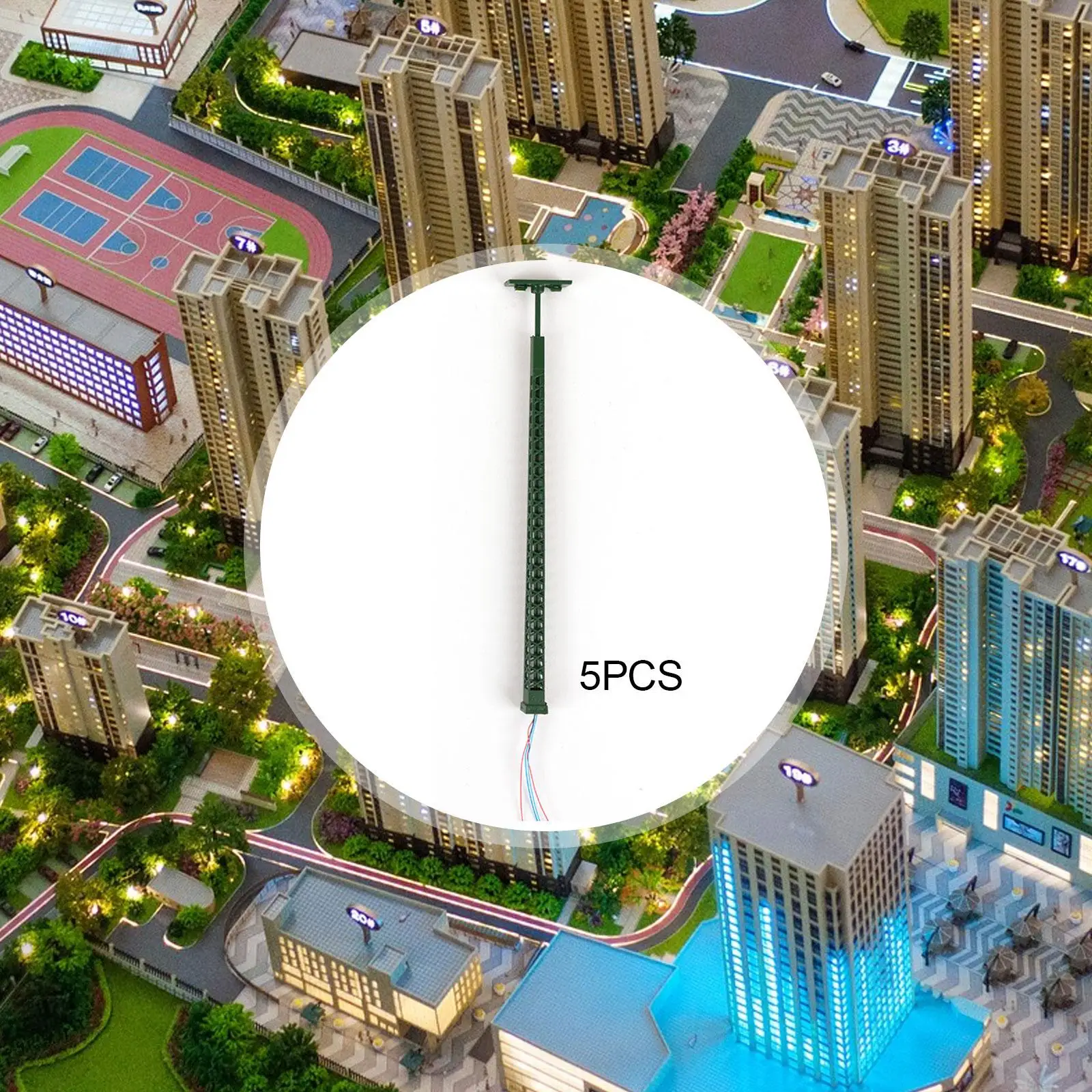 5 pièces 1:87 échelle lampadaires sable Table applique HO échelle accessoires construction Miniature stree lumières modèle chemin de fer LED lampe poste