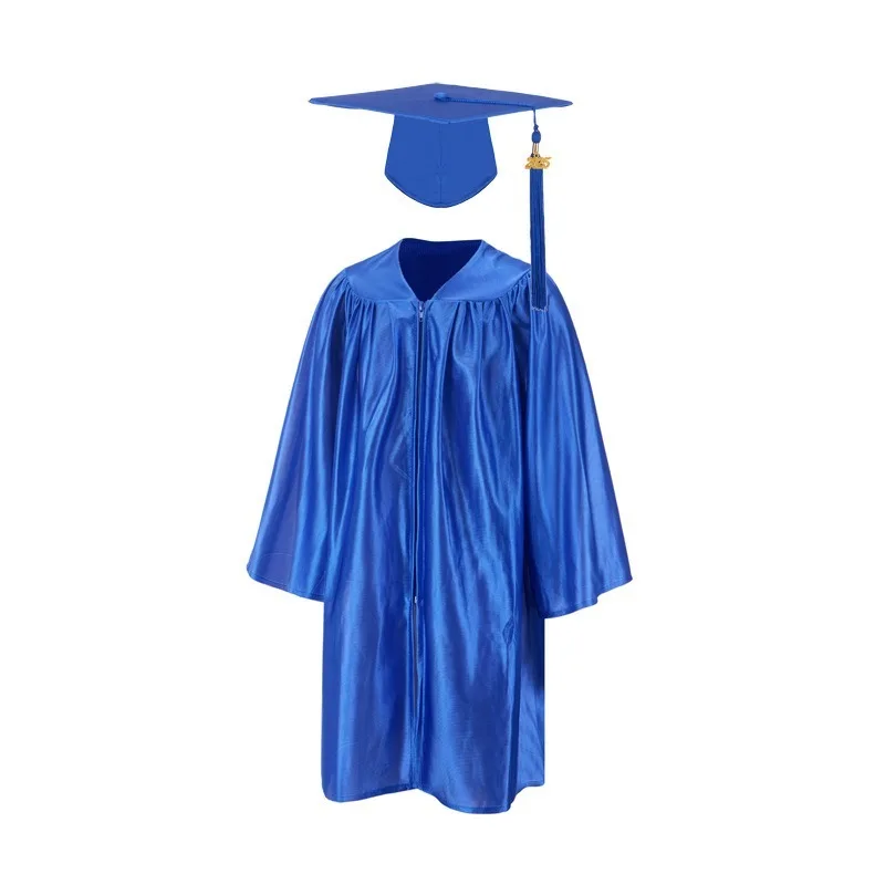 Childrens Graduation Season Knitted Robe Hat Set Shiny Bachelor Costume for Photo Performance