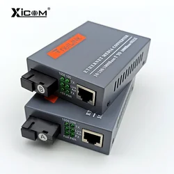 Gigabit Fiber Optic Media Converter 1 Pair HTB-GS-03 10/100/1000Mbps 3km/20km SC Port External Power Supply Single Mode Fiber