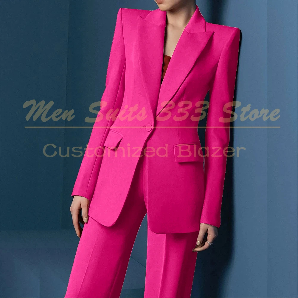 Customzied Color Women's Suits 2 Piece Fashion One-Button Peak Lapel Slim Full Sets High Quality Female Clothing Luxury Blazer
