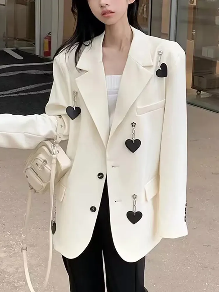 BPN Casual Hit Color Blazers For Women Notched Collar Long Sleeve Patchwork Single Breasted Fashion Blazer Female Clothing Style