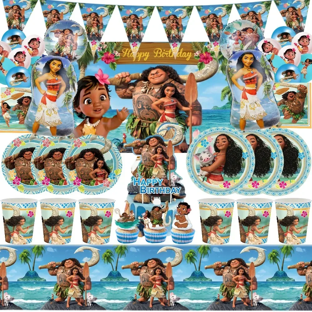 

Disney Moana Birthday Party Decoration Moana Maui Balloons Disposable Tableware Backdrops Baby Shower Kids Girls Party Supplies