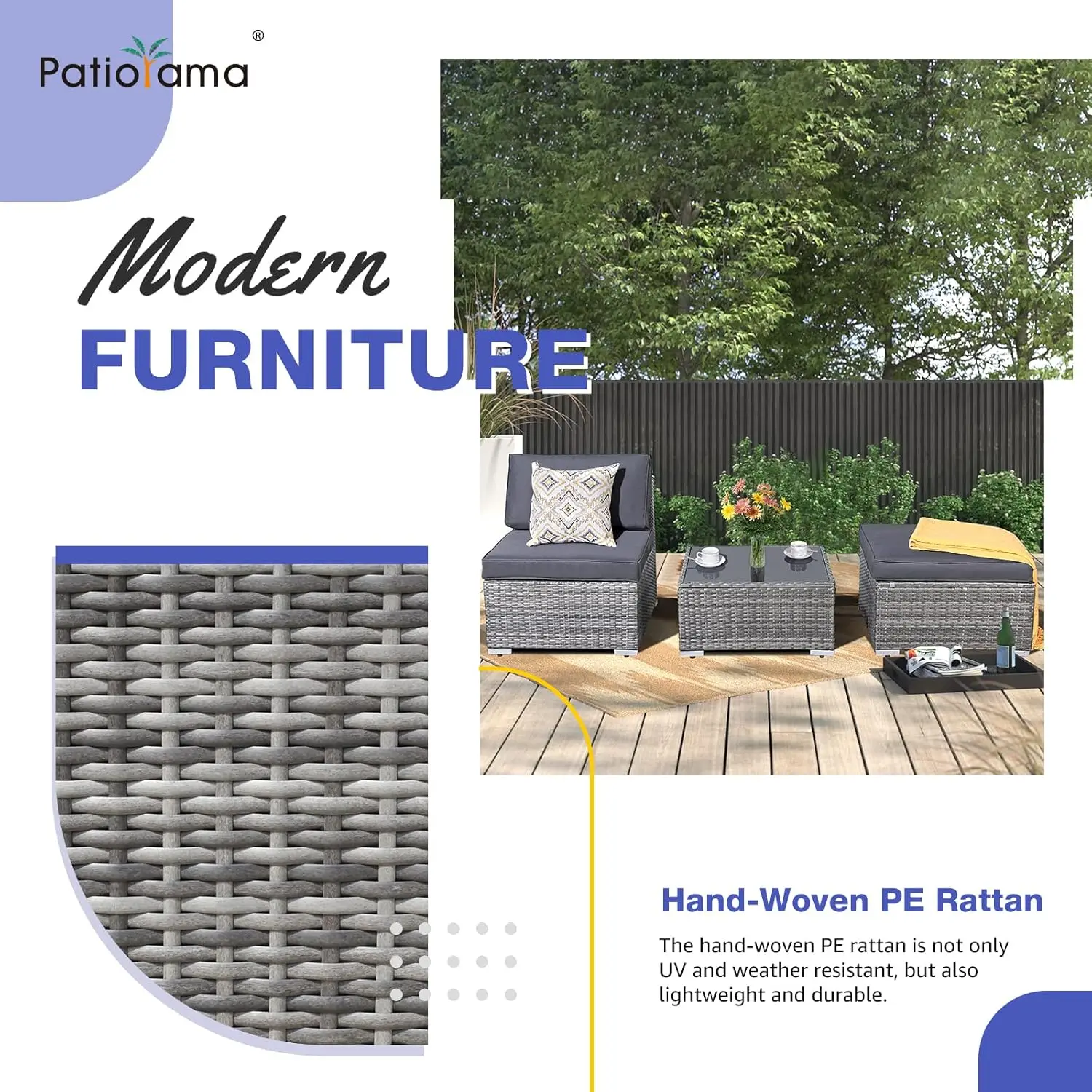 Patio Furniture Set, Outdoor Sectional Sofa, All-Weather PE Wicker Rattan Conversation Set, Couch Loveseat Sofa w/Coffee Table