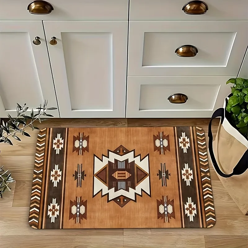 Southwestern Aztec Kitchen Mat Non-Slip Washable Runner Rug Tribal Geometric Hallway Carpet & Floor Mat for Rustic Home Decor