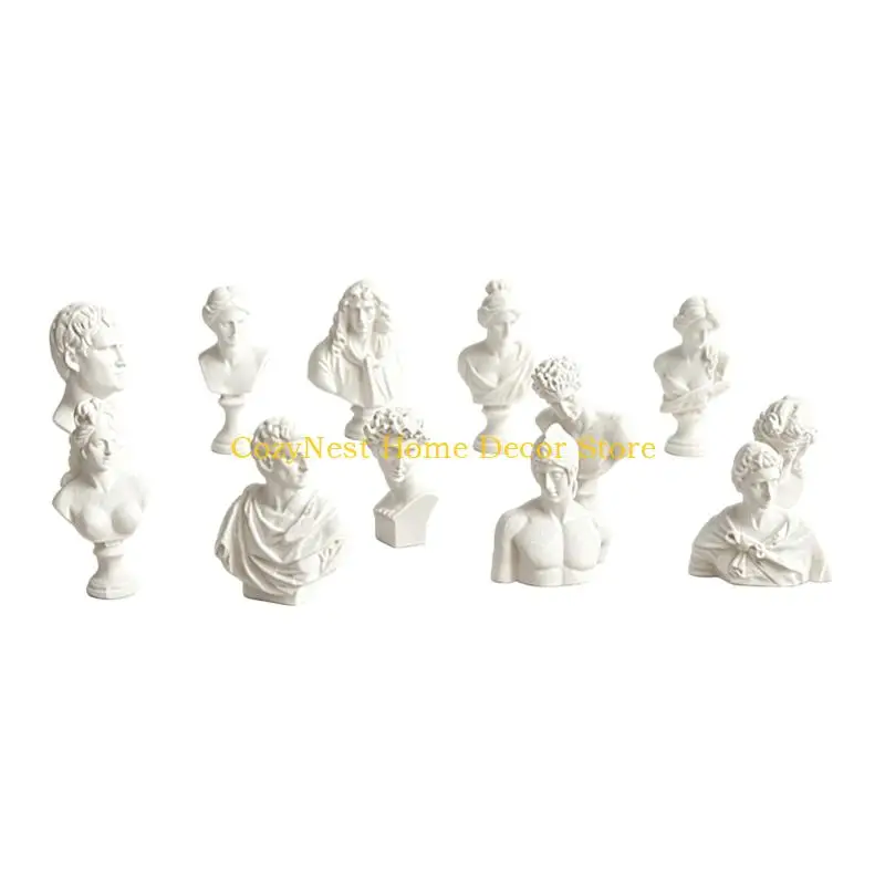 92MF Small Greek Mythology Bust Figurine Decors Set, White Resin Shelf Accent for Tabletop, Cabinet, Entryway and Bookcase