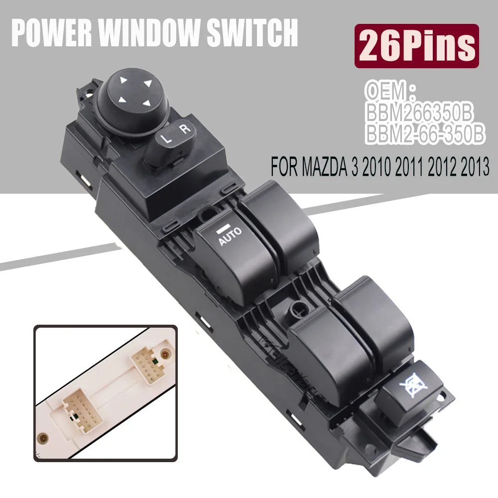 Front Driver Side Master Car Window Lifter Control Switch For Mazda 3 2010 2011 2012 2013 BBM2-66-350B BBM266350B 14+12 Pins