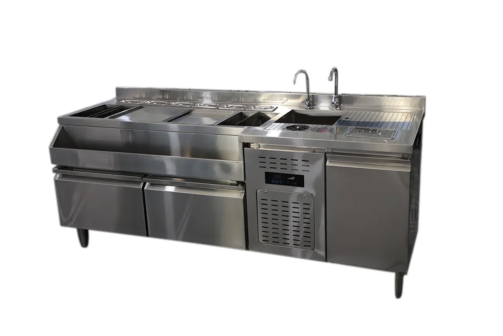 The Most Popular bar Store Equipment Refrigerator Bartender Station Stainless Steel Cocktail Station.