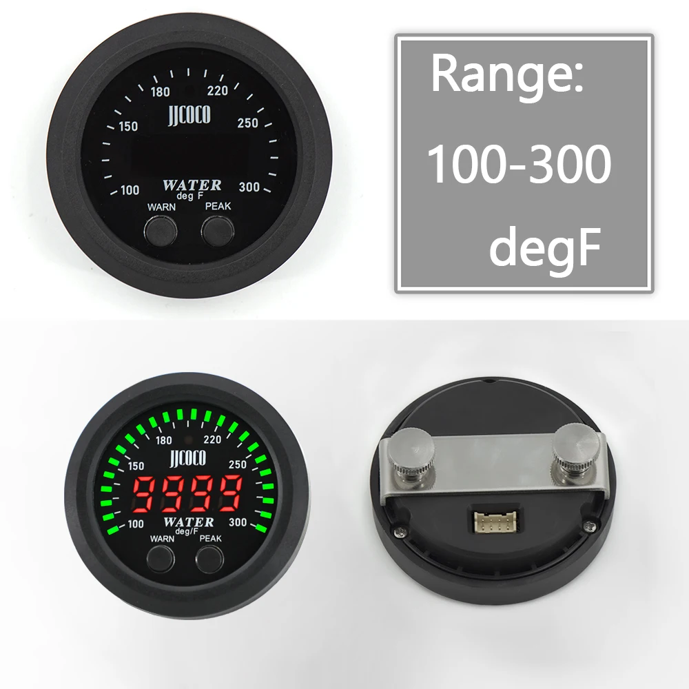 Water Temperature Gauge With 1/8 Npt Sensor Car Digital Meter Red Display Temp 32-212F(0~100C) 52MM Auto DC 12v