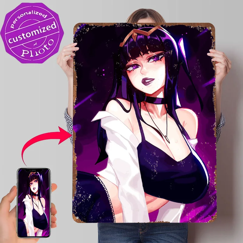 Anime Woman Character Awakenings Remake Metal Poster Customized Wall Art Retro Vintage Metal Signs for Man Cave Home Decor Items