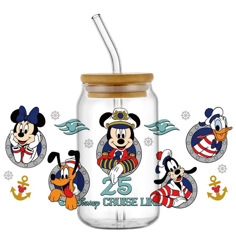 

DIY UV DTF Decal Wrap For 16oz Libbey Glass Can Cup - Captain Adventure Series New Mickey Design Coffee Car Sticker