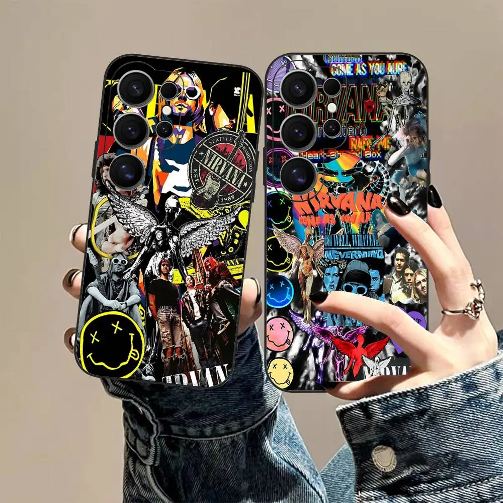 N-Nirvana-Rock Band Phone Case For Samsung S 24 Fe 25 Ultra Plus 20 Lite 21 30 22 23 24 22 Ultra 5G Fundas